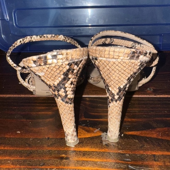 Steve Madden Tan and Cream Snake Print Heels - Picture 3 of 5